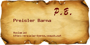 Preisler Barna névjegykártya